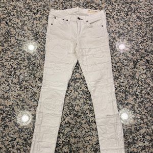 Rag & Bone Super Skinny white jean with patches